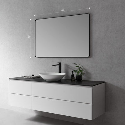 Nettuno 48" Rectangle Bathroom/Vanity Matt Black Aluminum Framed Wall Mirror