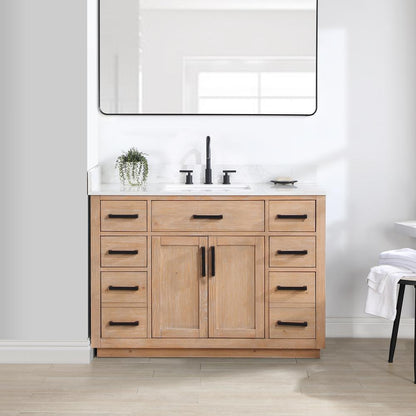 48" Single Bathroom Vanity in Light Brown without Mirror