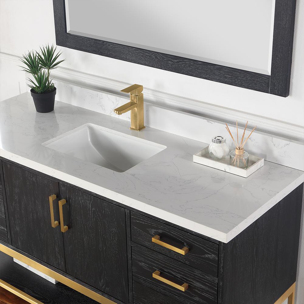 60" Single Bathroom Vanity Set in Black Oak with Mirror