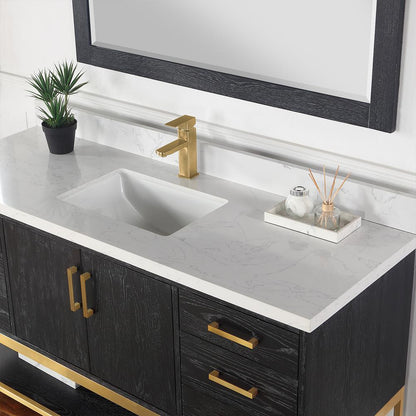 60" Single Bathroom Vanity Set in Black Oak with Mirror