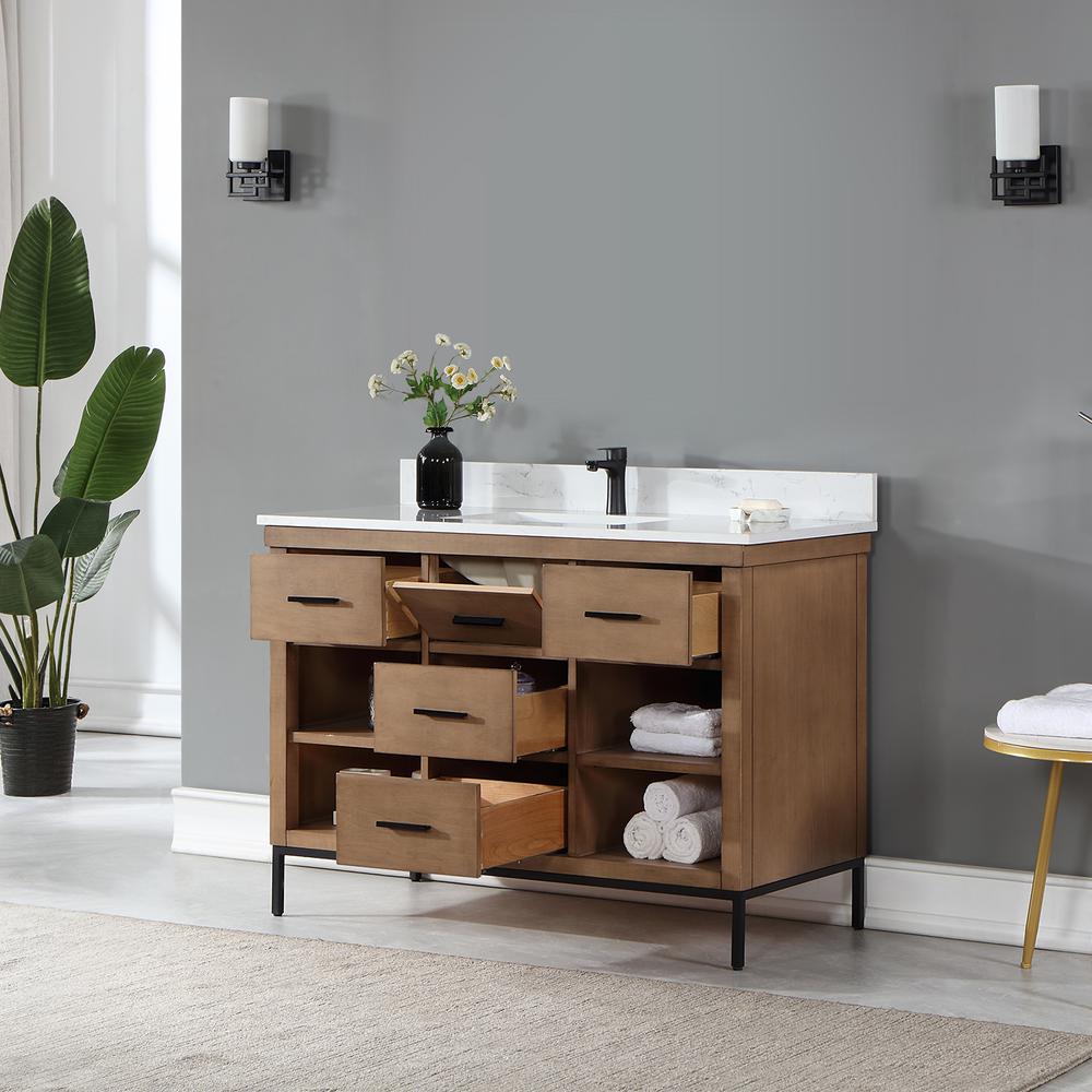48" Single Bathroom Vanity Set in Brown Pine without Mirror