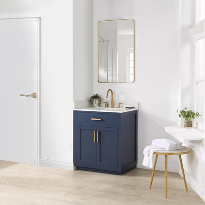 30" Single Bathroom Vanity in Royal Blue with Mirror