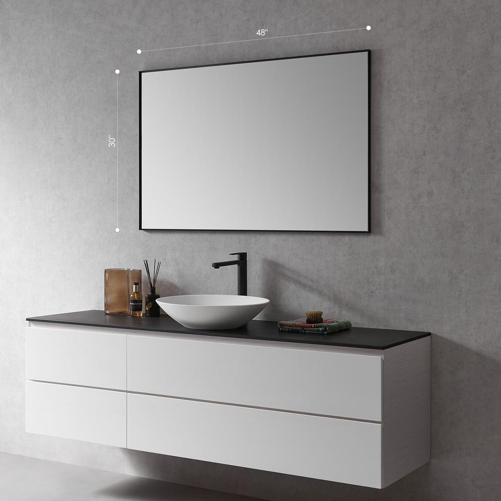 Sassi 48" Rectangle Bathroom/Vanity Matt Black Aluminum Framed Wall Mirror
