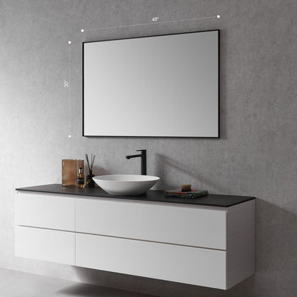 Sassi 48" Rectangle Bathroom/Vanity Matt Black Aluminum Framed Wall Mirror