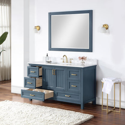 60" Single Bathroom Vanity Set in Classic Blue with Mirror
