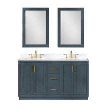 60" Double Bathroom Vanity Set in Classic Blue with Mirror