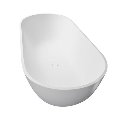 59" x 30" Solid Surface Soaking Bathtub and Integrated Overflow