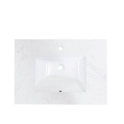 31 in. Composite Stone Vanity Top in Aosta White with White Sink