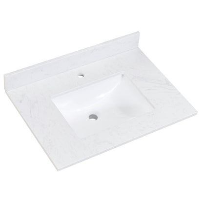 31 in. Composite Stone Vanity Top in Aosta White with White Sink