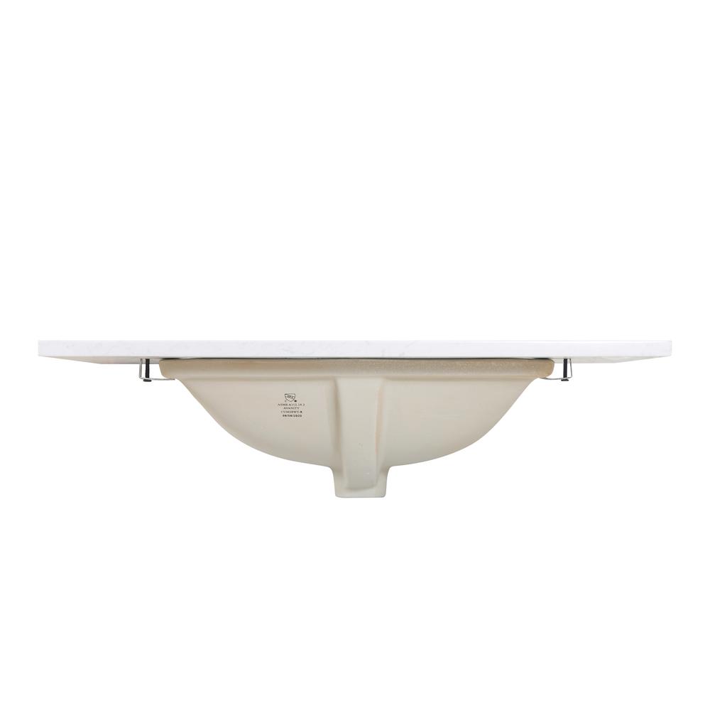 31 in. Composite Stone Vanity Top in Aosta White with White Sink