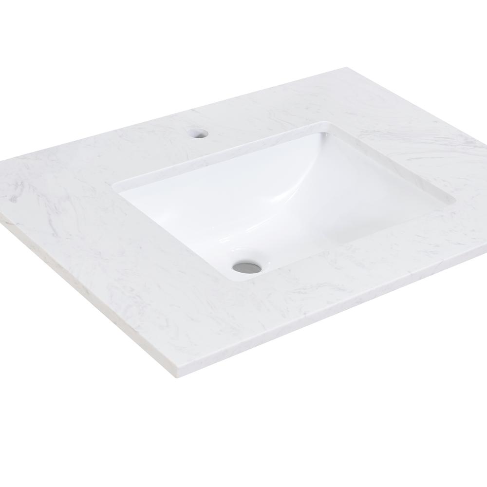 31 in. Composite Stone Vanity Top in Aosta White with White Sink