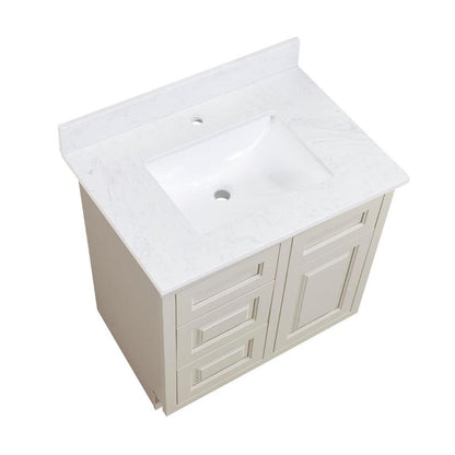 31 in. Composite Stone Vanity Top in Aosta White with White Sink
