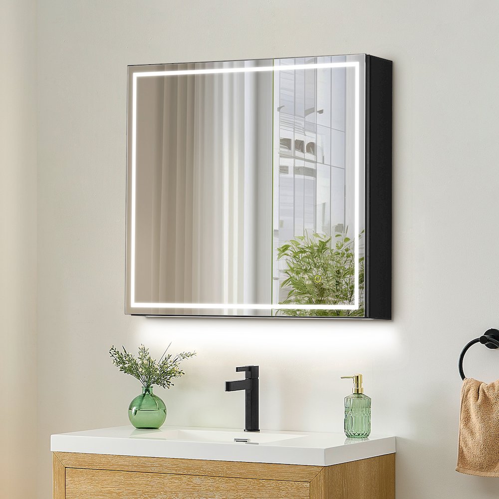 32"x28" Rectangular Frameless Surface-Mount Medicine Cabinet