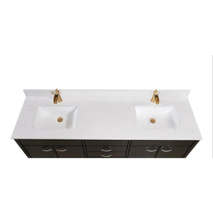 73 in. Composite Stone Vanity Top in Jazz White with White Sink