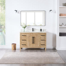 Single Bathroom Vanity in Weathered Fir with Stone Countertop with Mirror