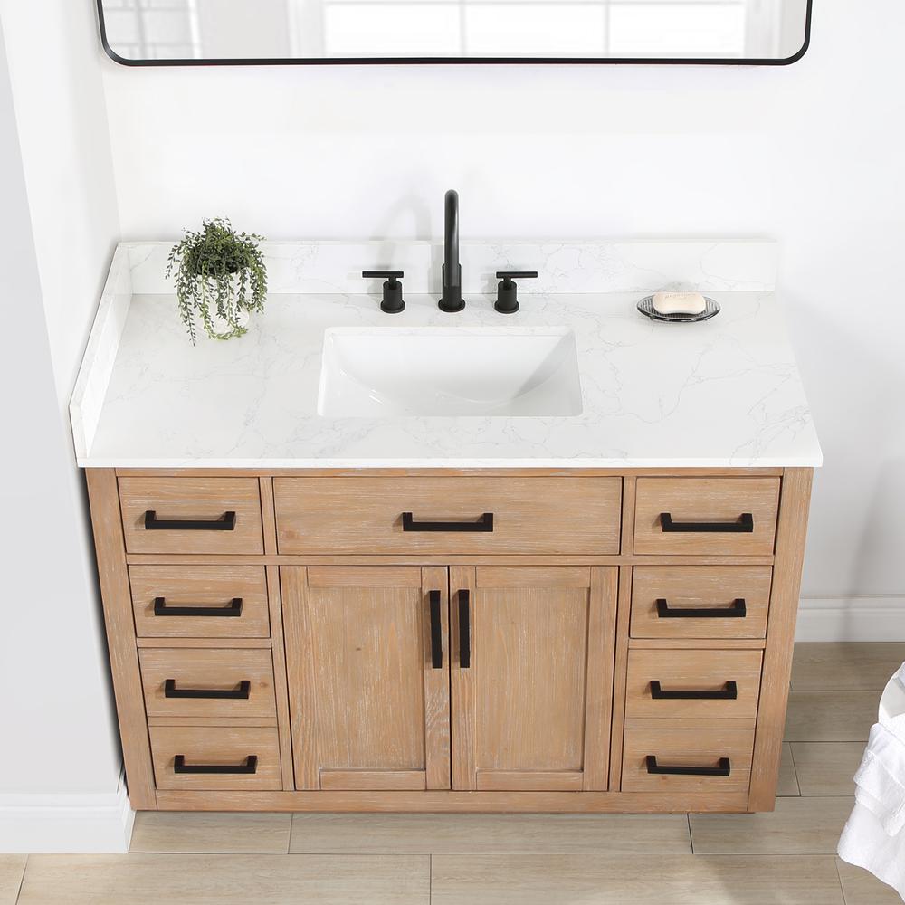 48" Single Bathroom Vanity in Light Brown with Mirror