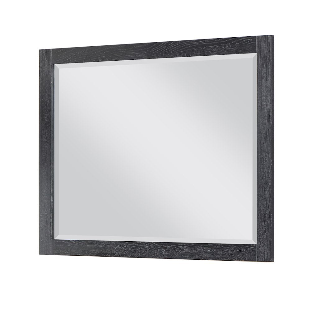 48" Rectangular Bathroom Wood Framed Wall Mirror in Black Oak