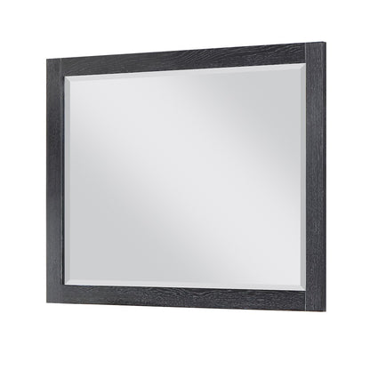 48" Rectangular Bathroom Wood Framed Wall Mirror in Black Oak