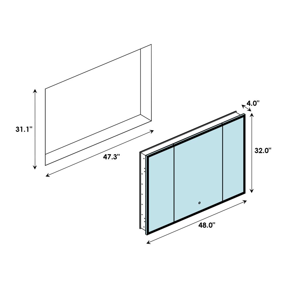 Frameless Surface-Mount/Recessed LED Lighted Bathroom Medicine Cabinet