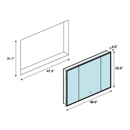 Frameless Surface-Mount/Recessed LED Lighted Bathroom Medicine Cabinet