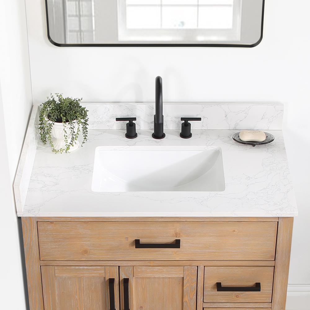 36" Single Bathroom Vanity in Light Brown with Mirror