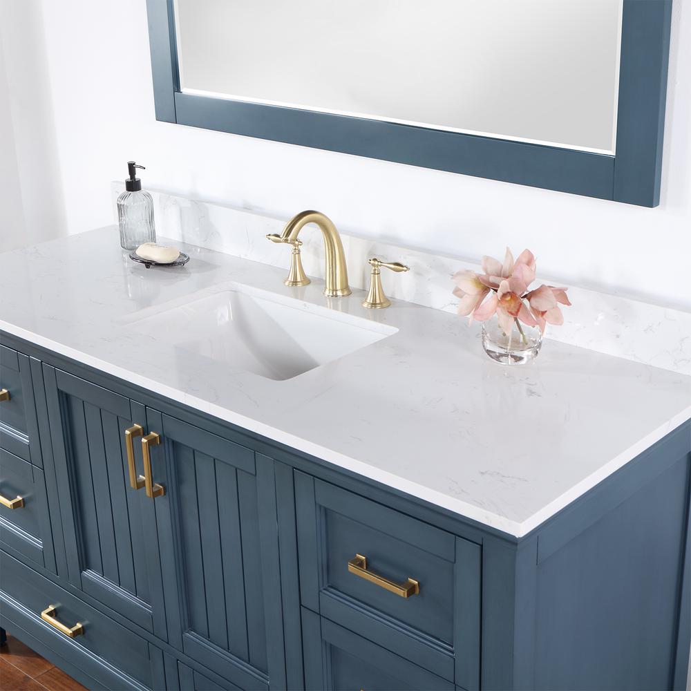 60" Single Bathroom Vanity Set in Classic Blue with Mirror