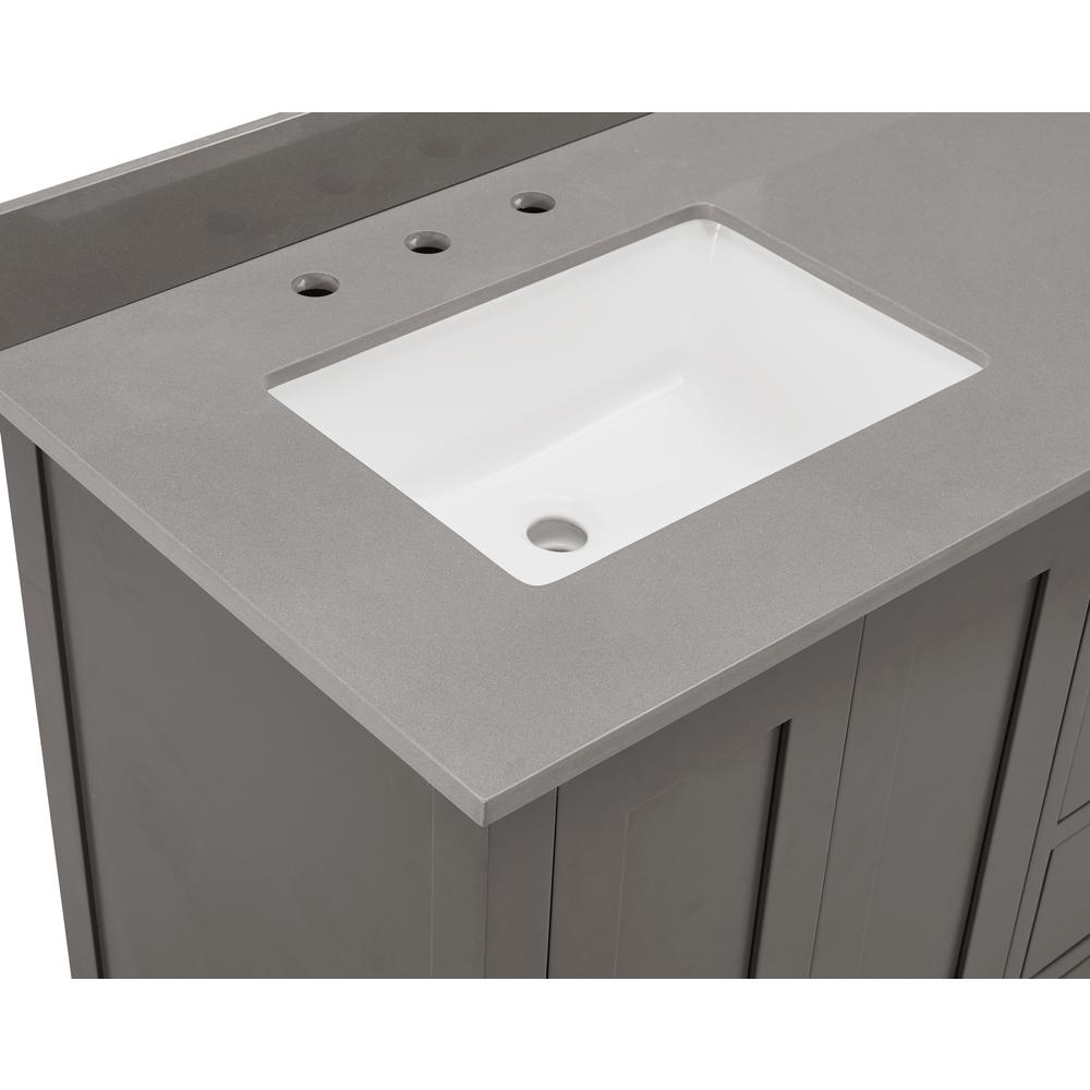 61 in. Composite Stone Vanity Top in Concrete Grey with White Sink