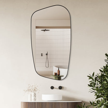 26"x48" Novelty Aluminum Framed in Matte Black Modern Bathroom Wall Mirror