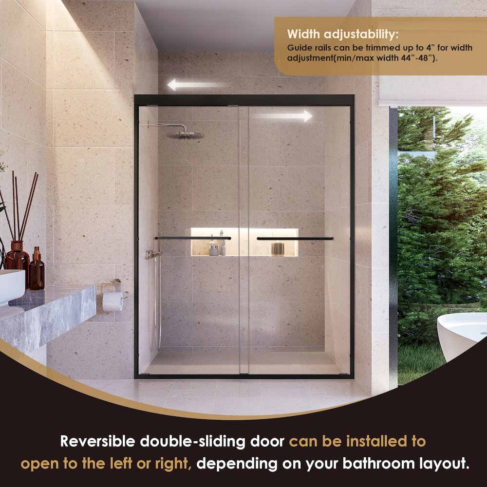 Framed Shower Door in Matte Black with Clear Glass