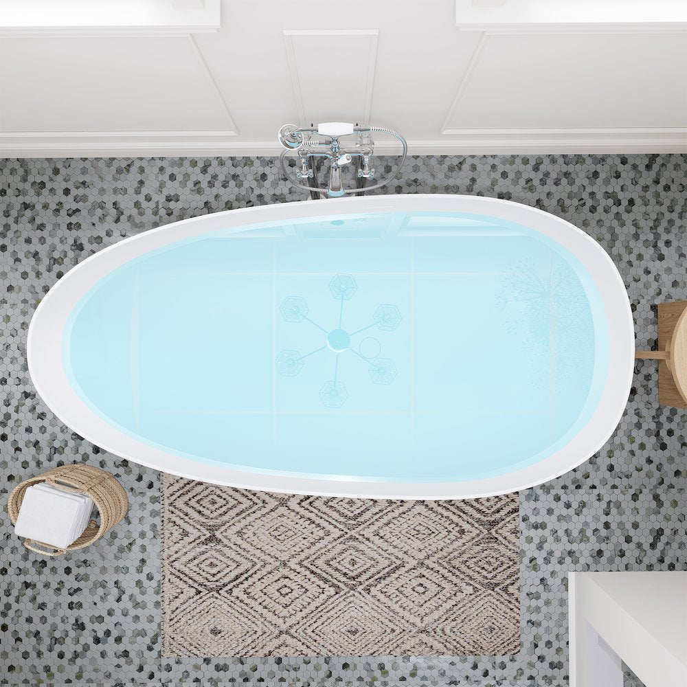 59" x 31" Solid Surface Soaking Bathtub and Integrated Overflow