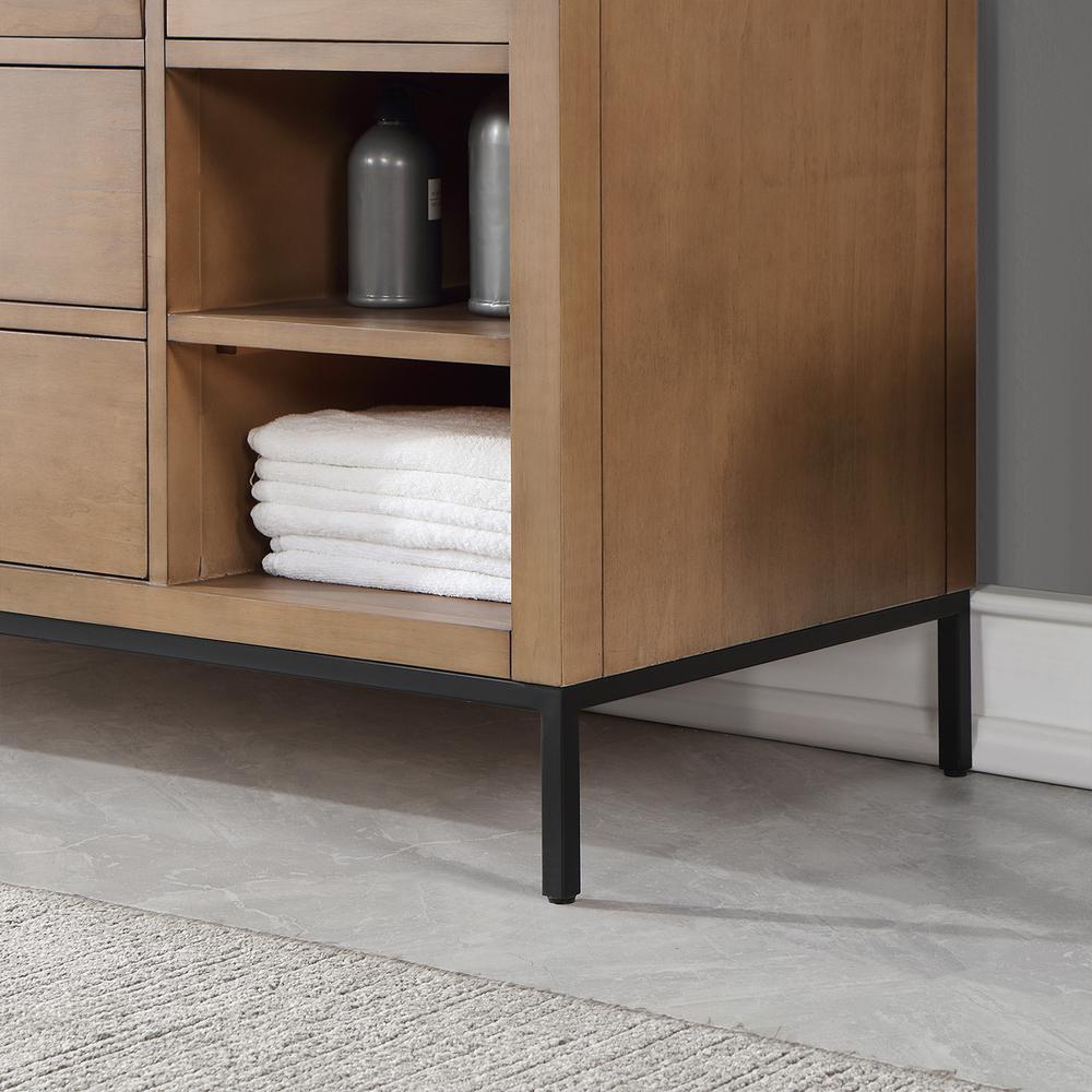 60" Single Bathroom Vanity Set in Brown Pine without Mirror