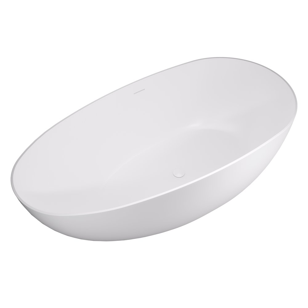59" x 31" Solid Surface Soaking Bathtub and Integrated Overflow