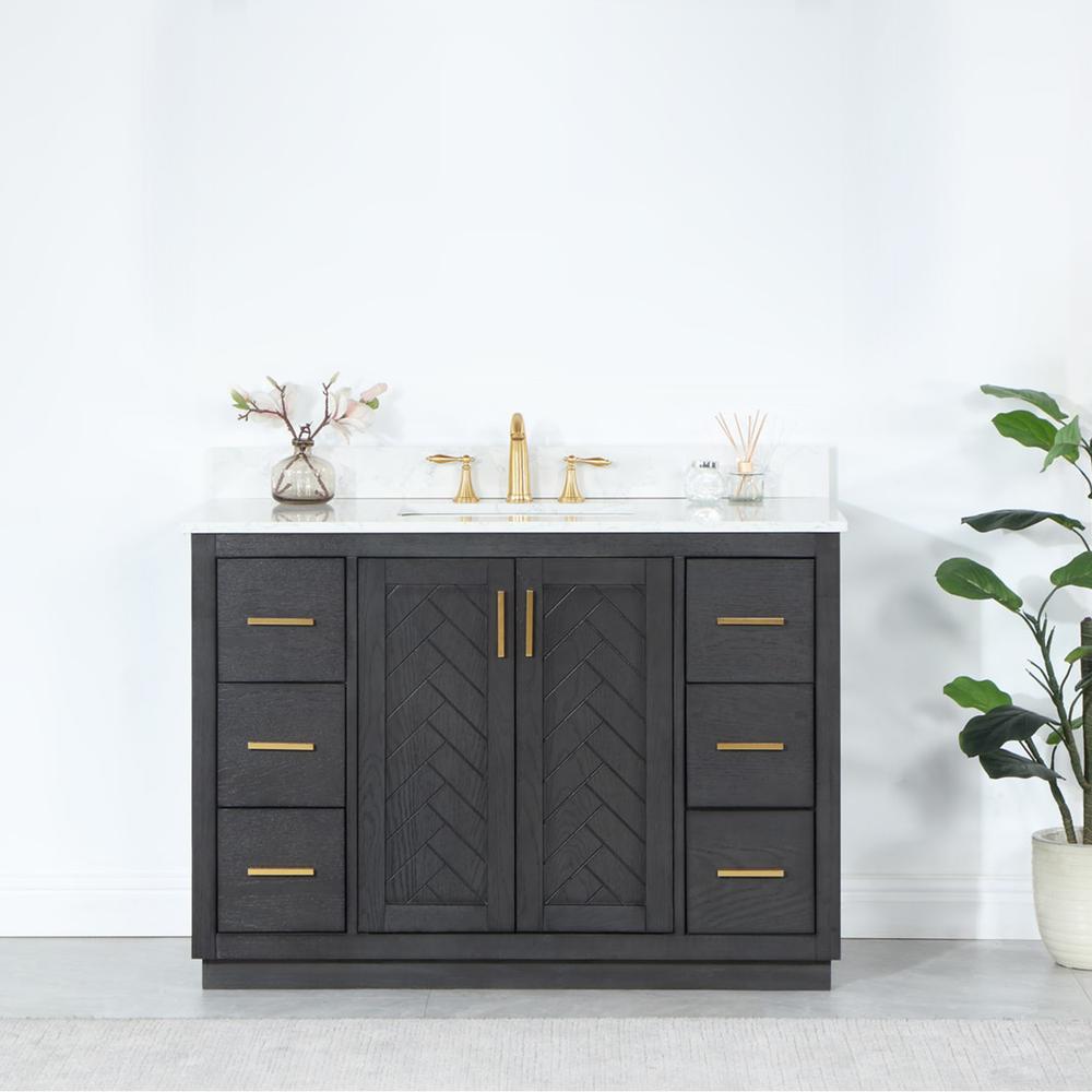 48" Single Bathroom Vanity Set in Brown Oak without Mirror