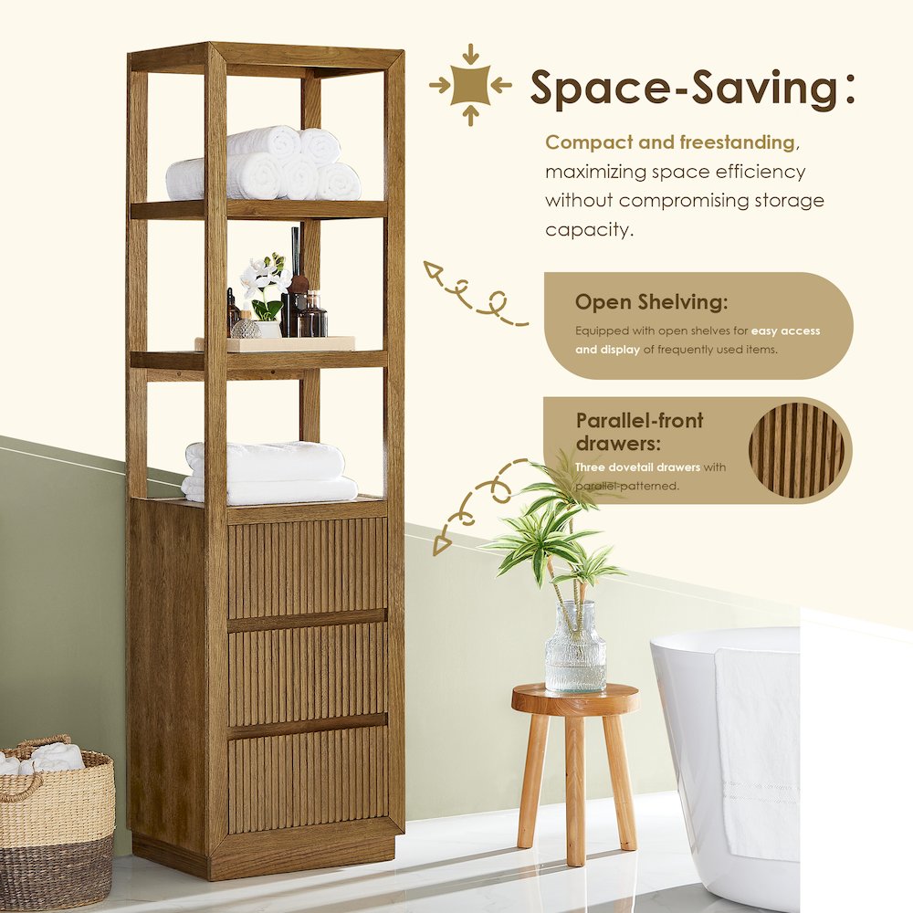 Navan 20" Freestanding Linen Cabinet in Weathered Brown