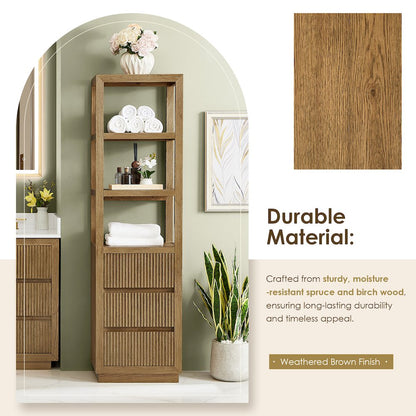 Navan 20" Freestanding Linen Cabinet in Weathered Brown