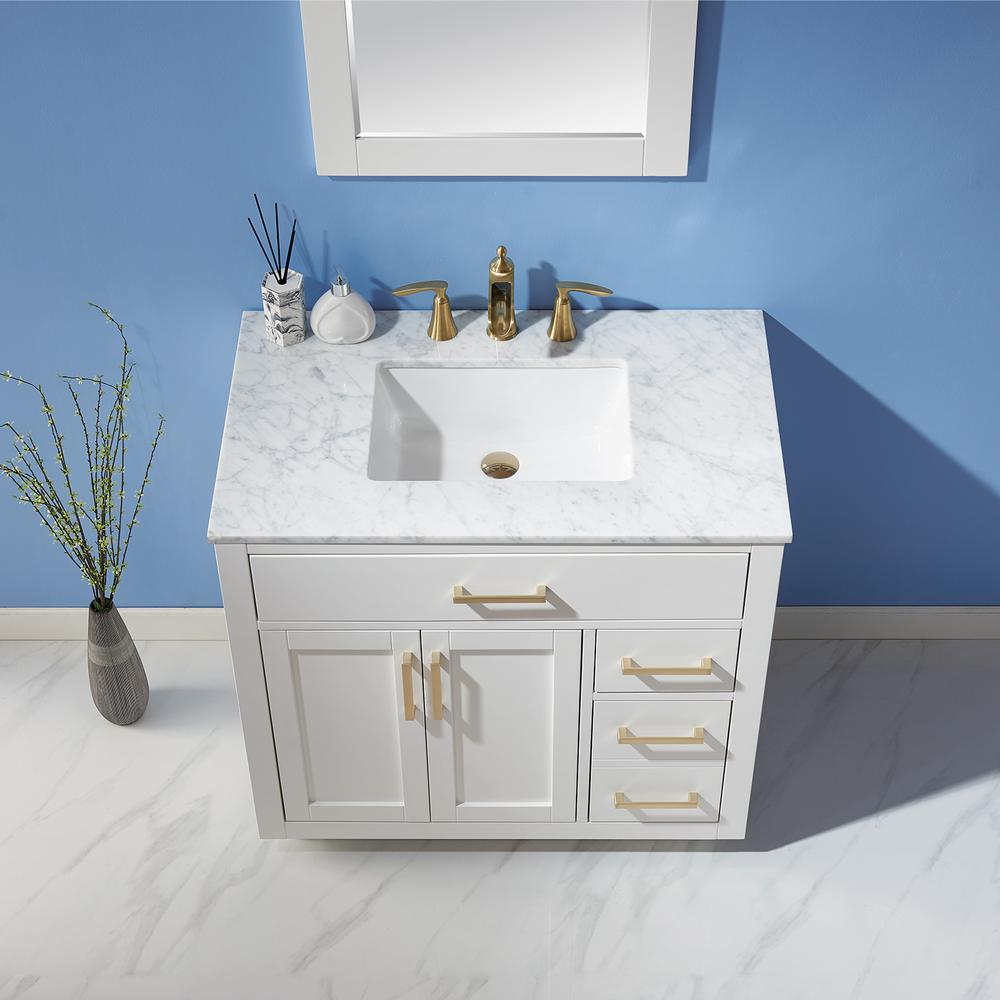 36" Single Bathroom Vanity Set in White with Mirror