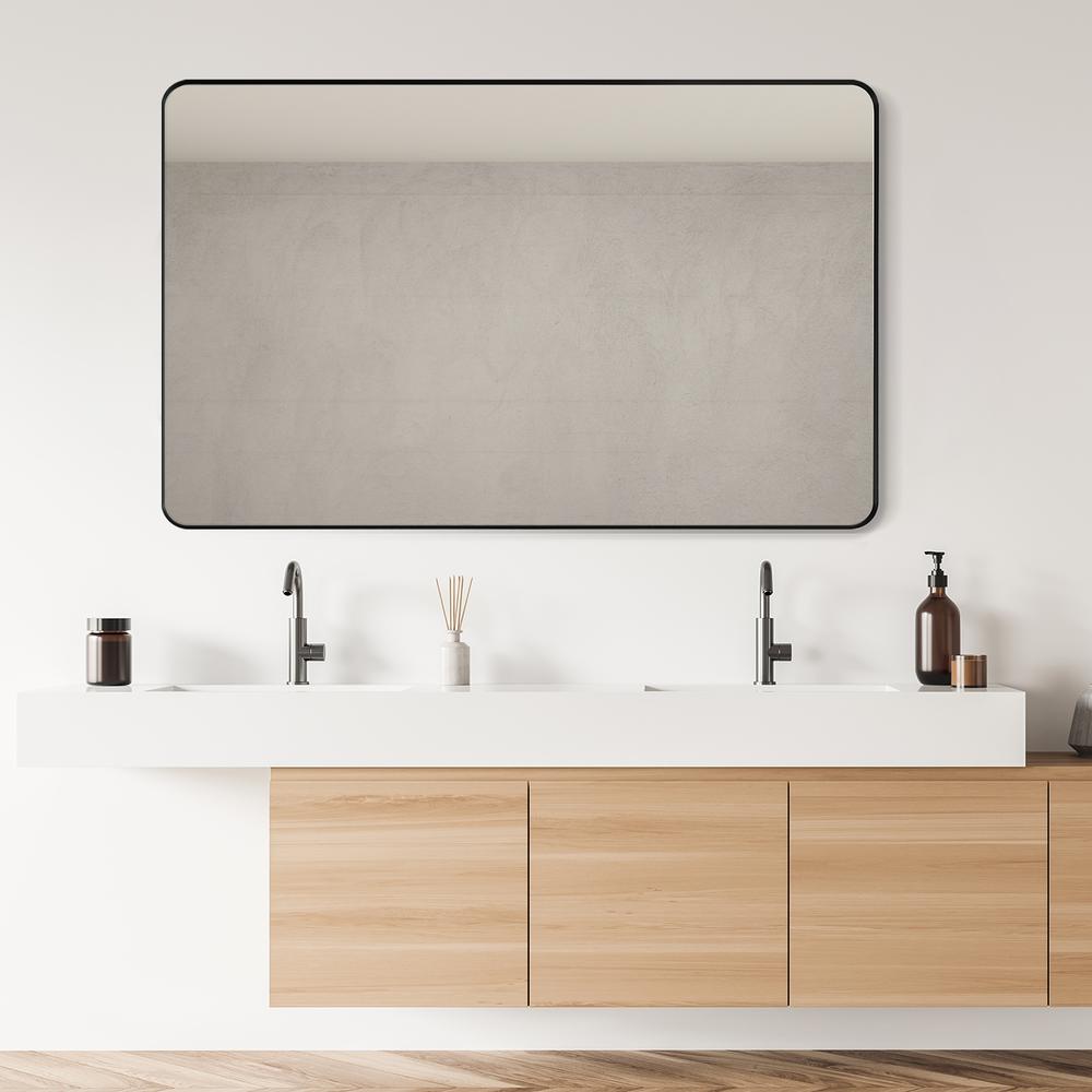 Nettuno 48" Rectangle Bathroom/Vanity Matt Black Aluminum Framed Wall Mirror