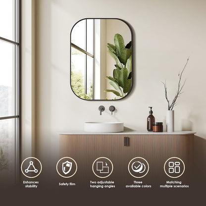 24x32" Rectangular Aluminum Framed in Matte Black Modern Bathroom Wall Mirror