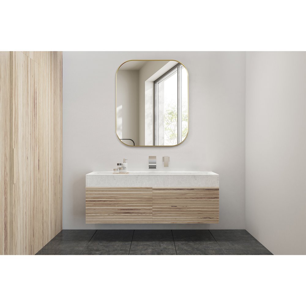 36x30" Rectangular Aluminum Framed in Brushed Gold Modern Bathroom Wall Mirror