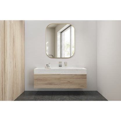 36x30" Rectangular Aluminum Framed in Brushed Gold Modern Bathroom Wall Mirror