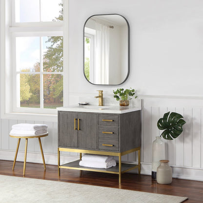 24x32" Rectangular Aluminum Framed in Gunmetal Modern Bathroom Wall Mirror