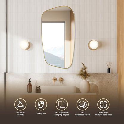 26"x48" Novelty Aluminum Framed in Brushed Gold Modern Bathroom Wall Mirror