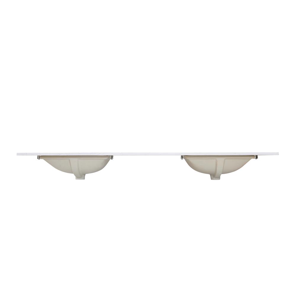 72 in. Composite Stone Vanity Top in Aosta White with White Sink