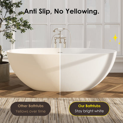 65" x 30" Solid Surface Soaking Bathtub and Integrated Overflow