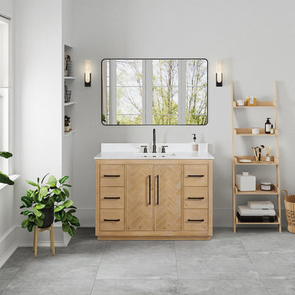 Bellavia 48" Single Bathroom Vanity Grain White Engineered Stone Countertop