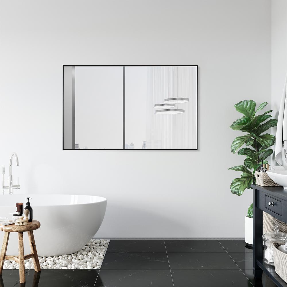 Sassi 48" Rectangle Bathroom/Vanity Matt Black Aluminum Framed Wall Mirror