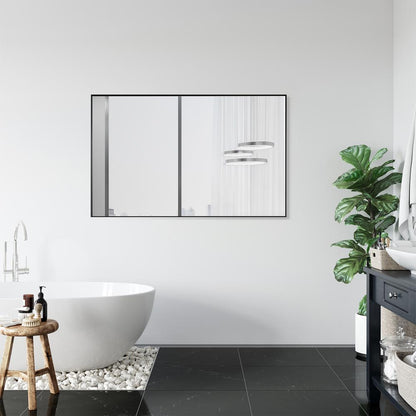 Sassi 48" Rectangle Bathroom/Vanity Matt Black Aluminum Framed Wall Mirror