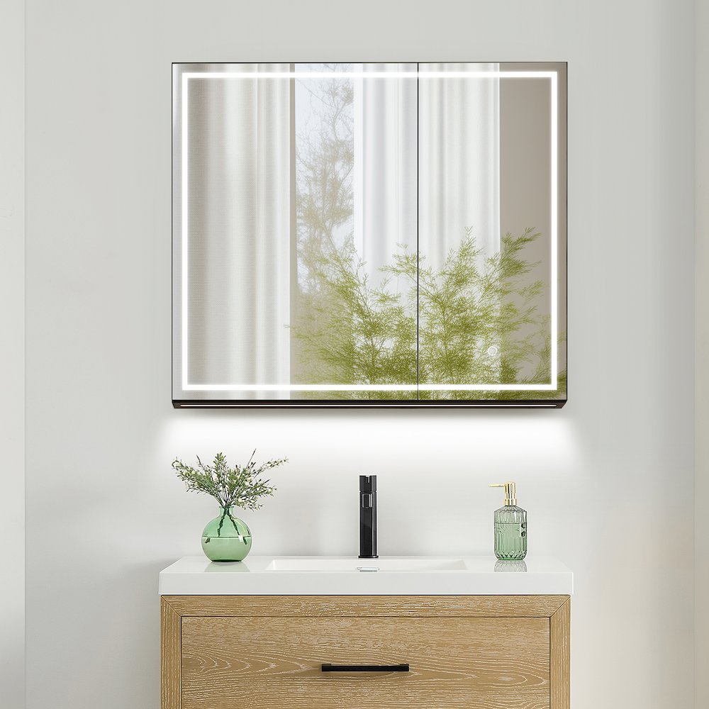32"x28" Rectangular Frameless Surface-Mount Medicine Cabinet