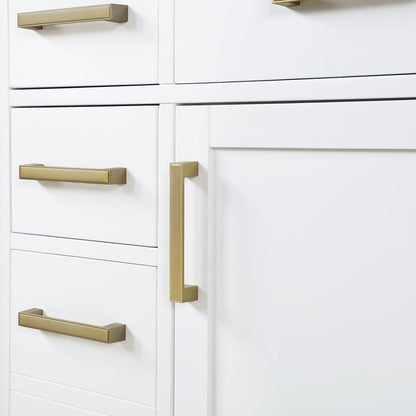 84" Double Bathroom Vanity in White with Mirror