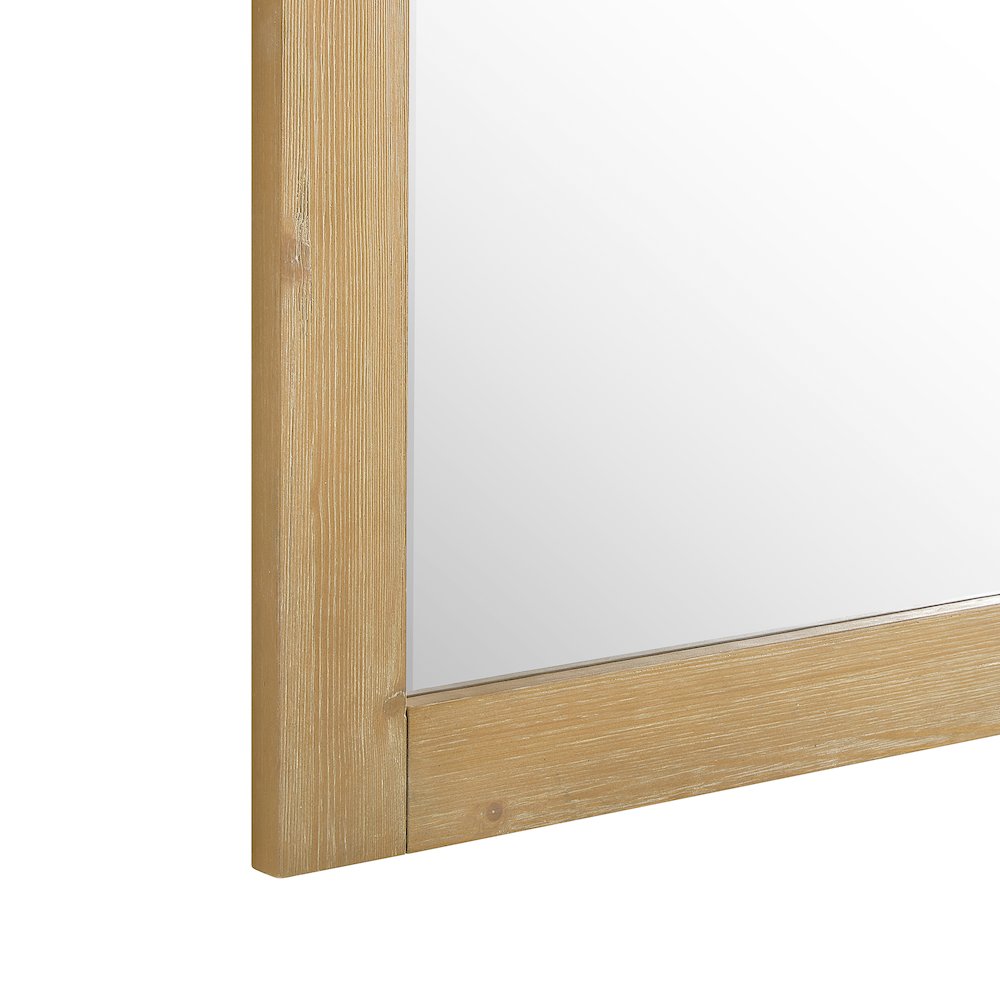 24" Rectangular Bathroom Wood Framed Wall Mirror in Light Brown